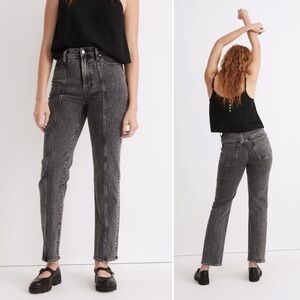 Madewell Perfect Vintage Straight Jeans 24‎ seamed faded black high rise waist